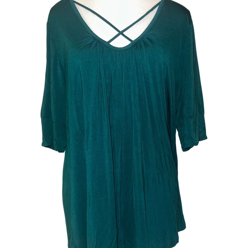 EUC Molly & Isadora 2X Criss-cross Teal Top